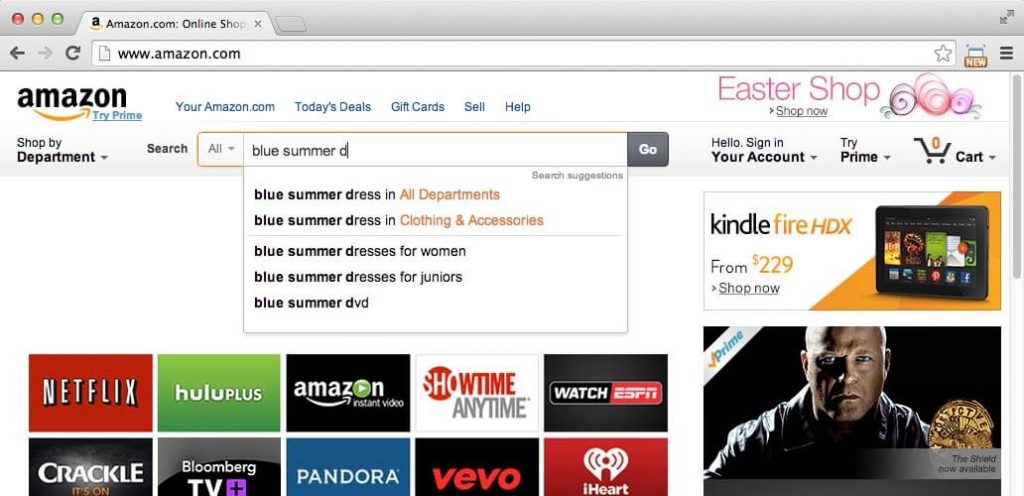 amazon suggestive search ecommerce