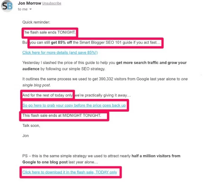 Screen capture of email conversation - FOMO Marketing - How Does FOMO Connect With Marketing? - Jon Morrow SmartBlogger