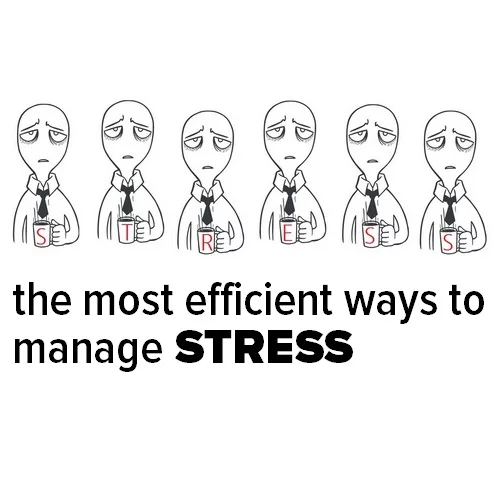 Pinterest share image of an unhappy cartoon man - The Most Efficient Ways to Manage Stress